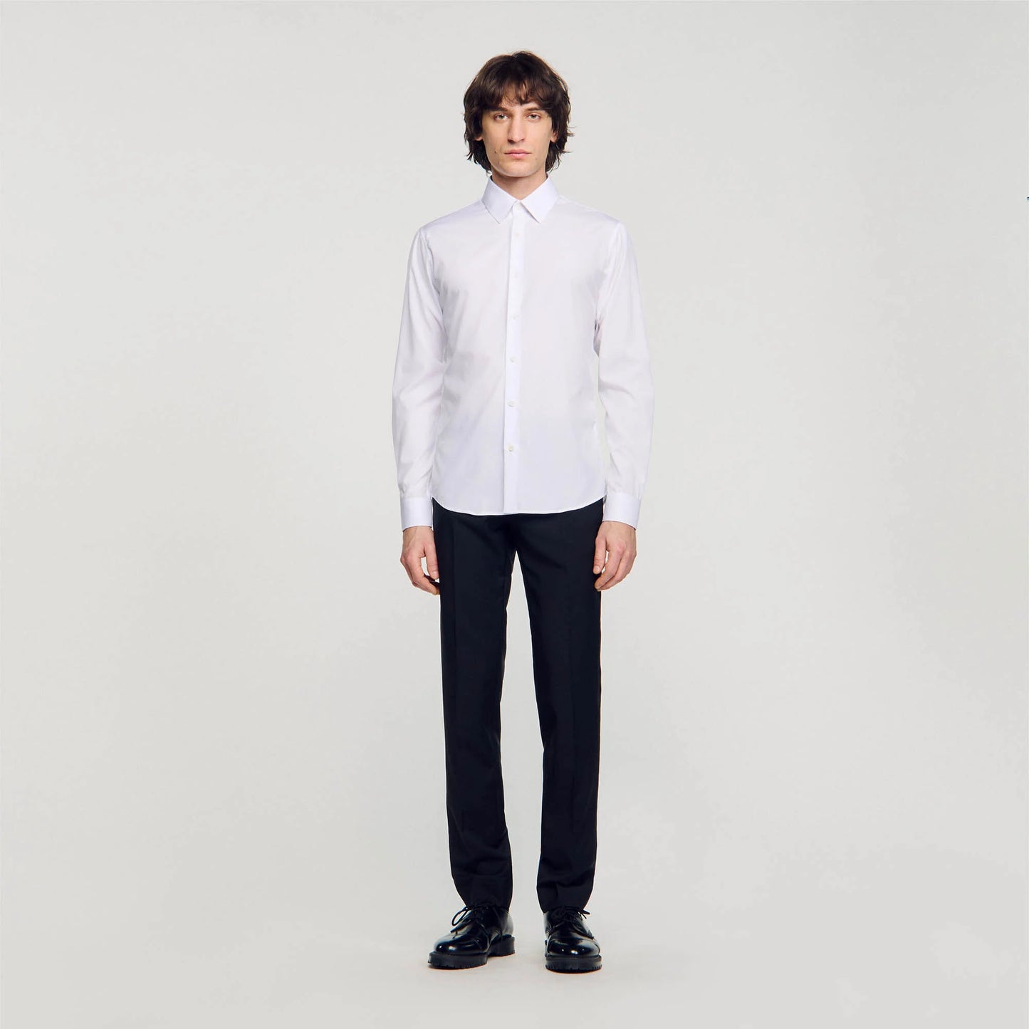 New Seamless Stretch Plain Shirt White