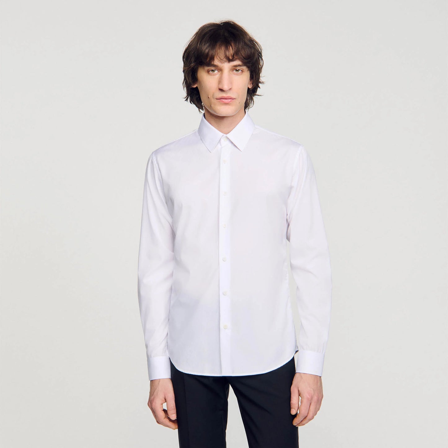 New Seamless Stretch Plain Shirt White