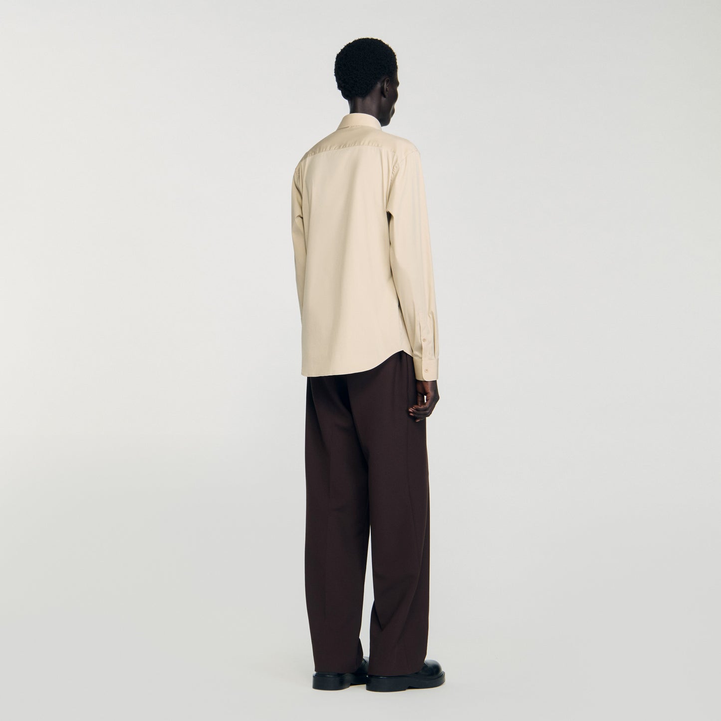 New Seamless Stretch Plain Shirt Beige