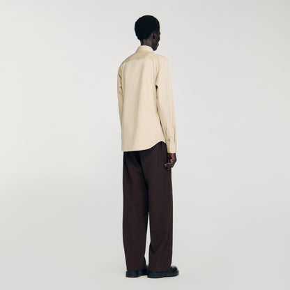 New Seamless Stretch Plain Shirt Beige