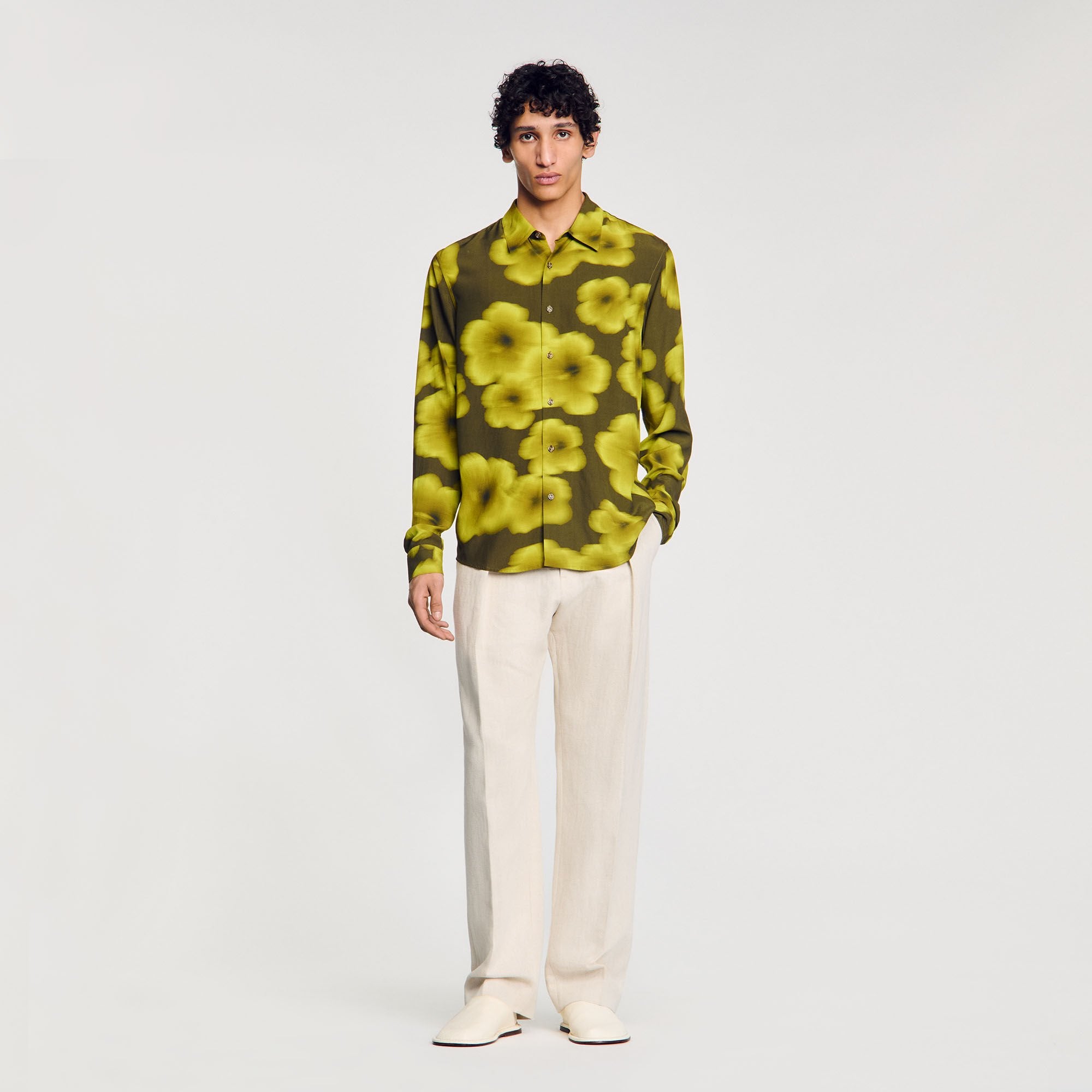 Loose-Fit Floral Shirt Super Green