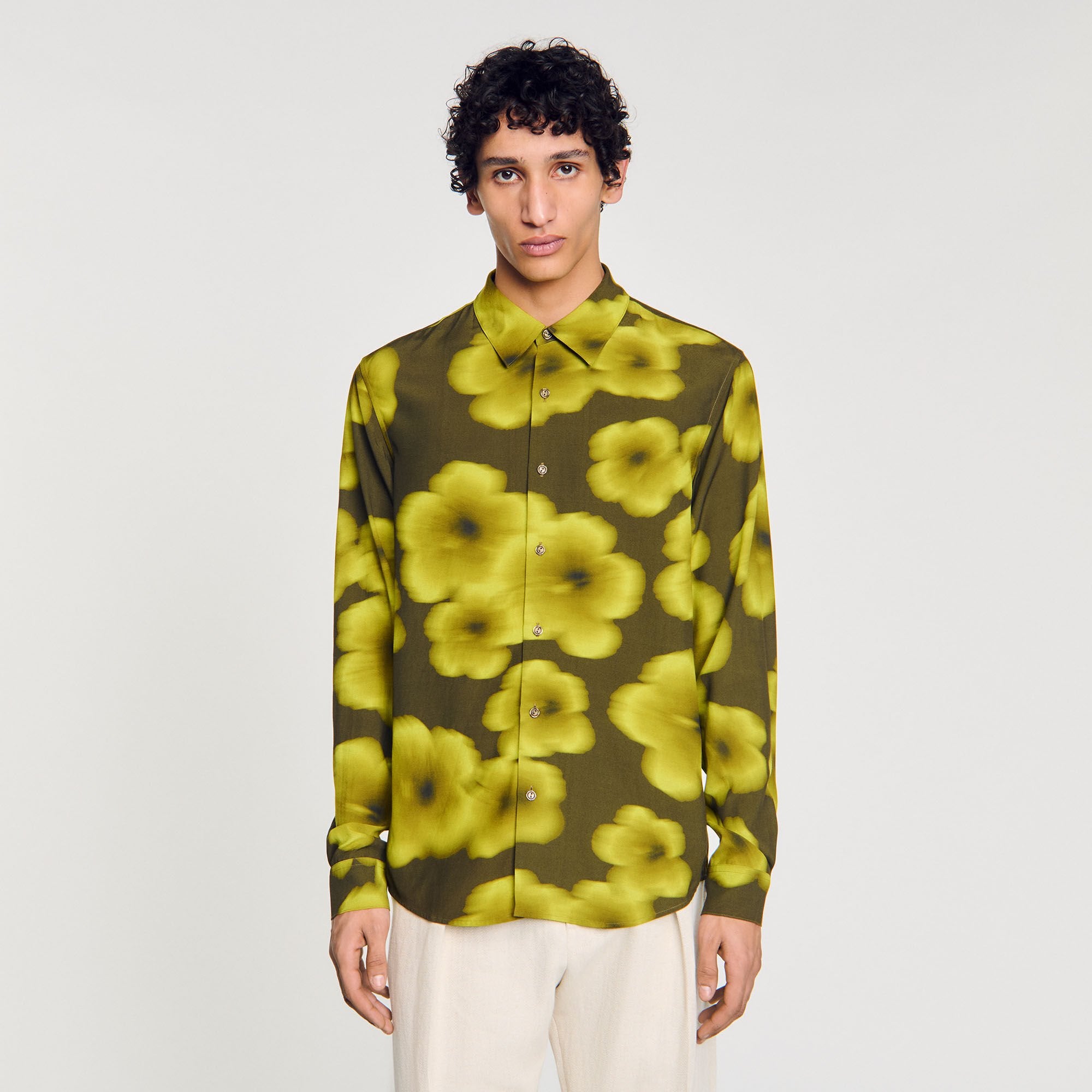 Loose-Fit Floral Shirt Super Green