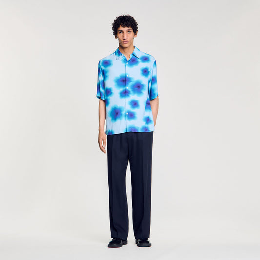 Hawaiian Flowers Shirt Mc Floral Motif Shirt Blue Sky