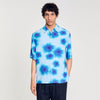 Floral Motif Shirt Blue Sky