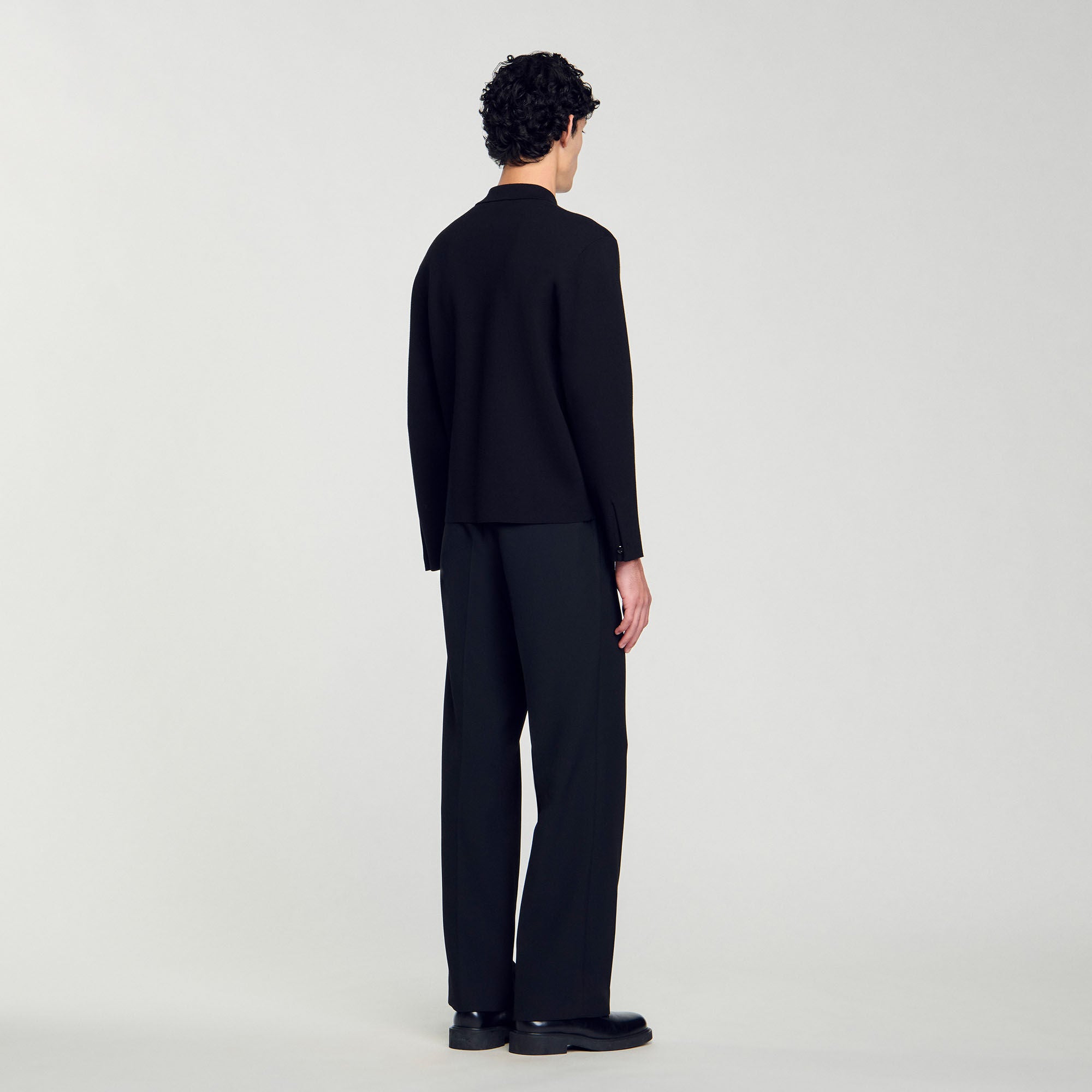 Knit Overshirt Button-Down Cardigan Black
