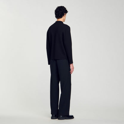 Knit Overshirt Button-Down Cardigan Black