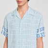  Vintage Flower Shirt Mc Floral Motif Shirt Blue Sky