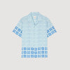  Vintage Flower Shirt Mc Floral Motif Shirt Blue Sky