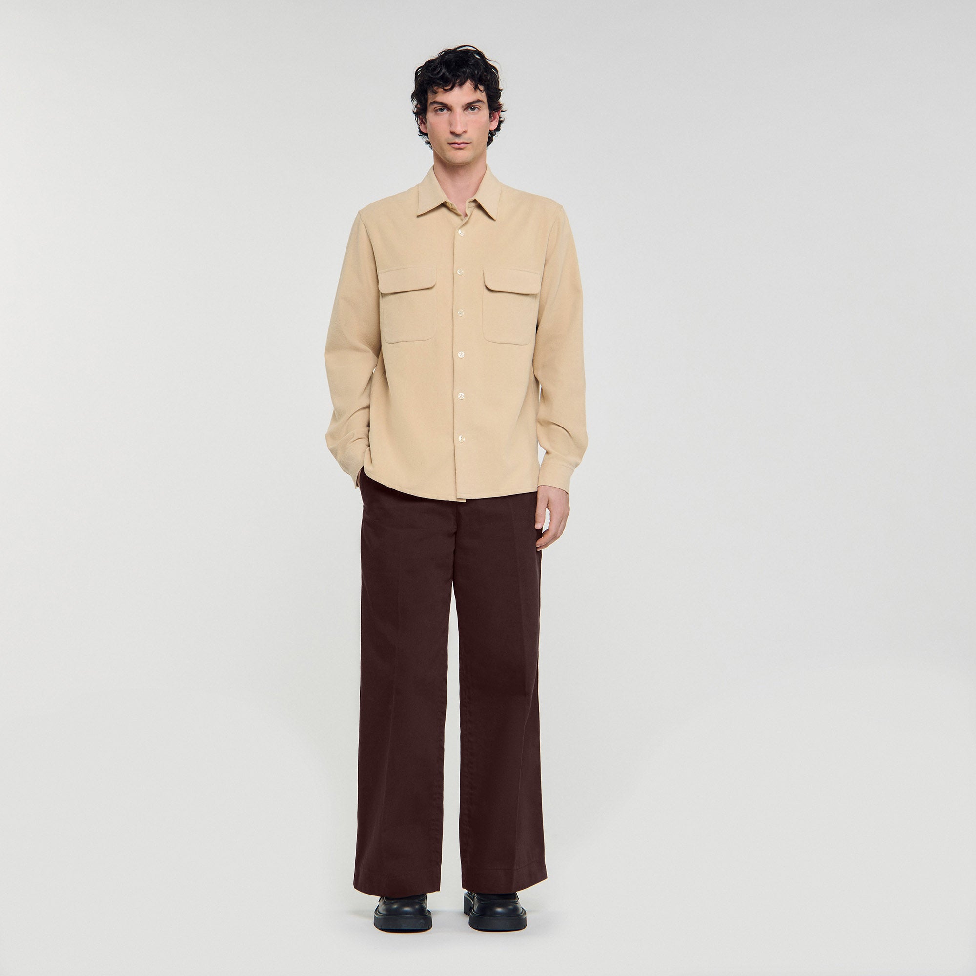 Flannel Pocket Shirt Flannel Shirt Beige