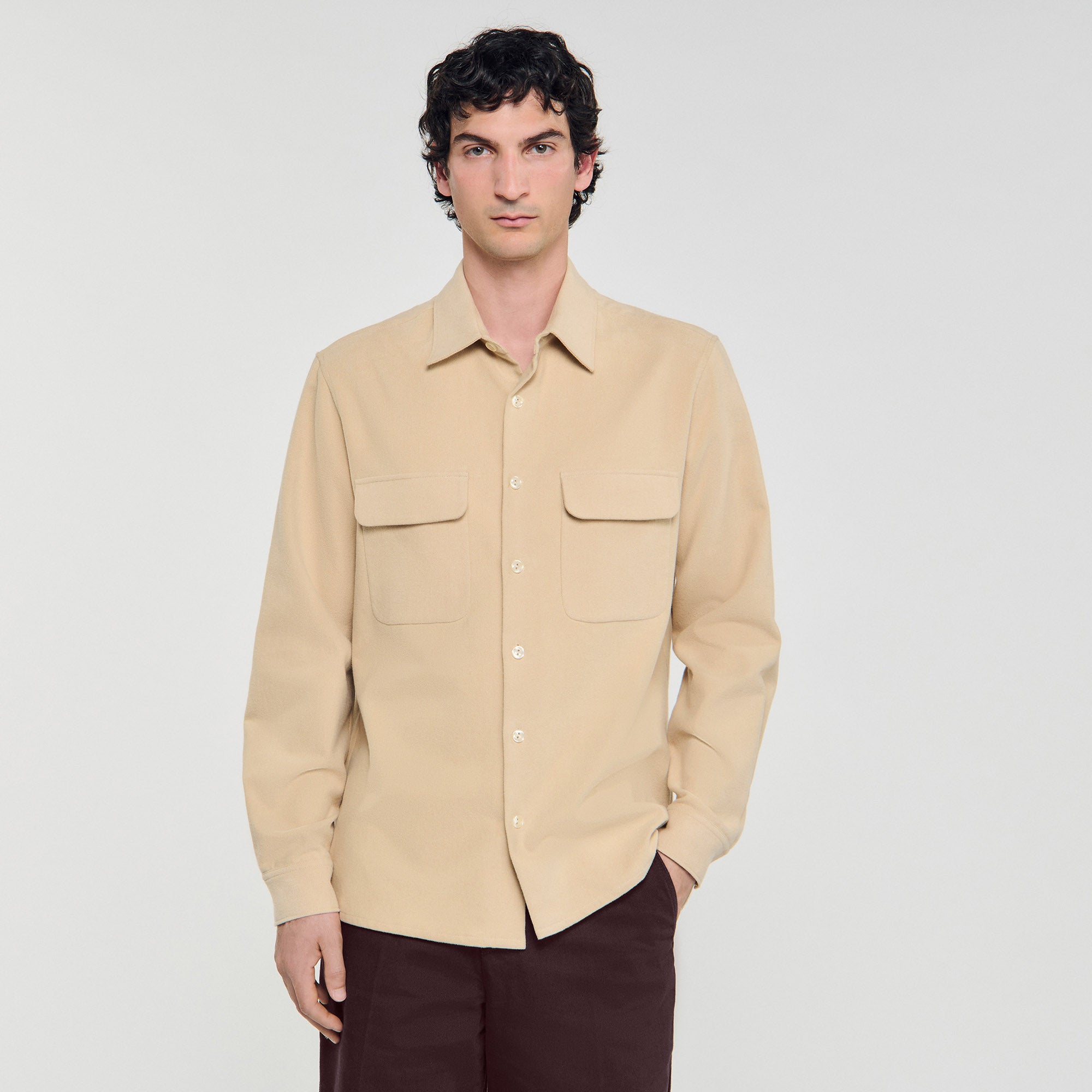 Flannel Pocket Shirt Flannel Shirt Beige