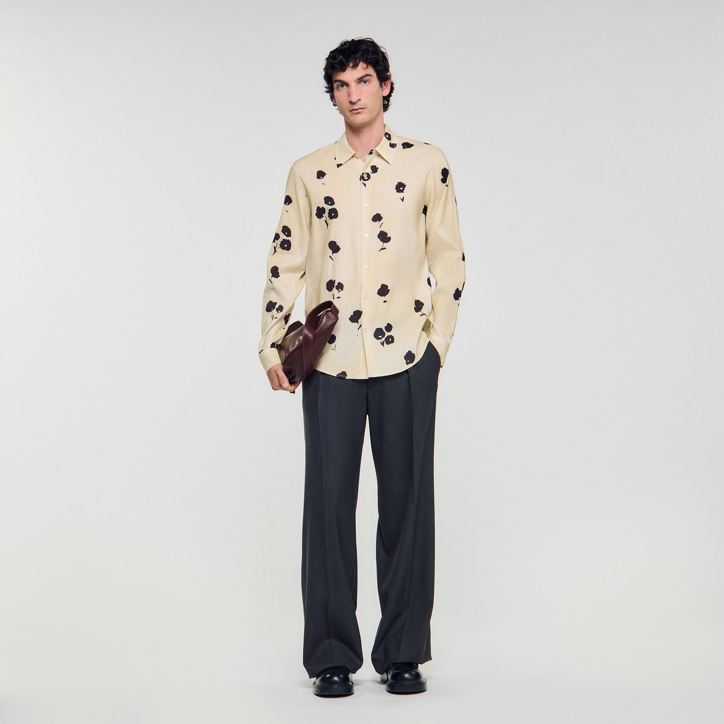 Waterflower Shirt Ls Floral Print Linen Shirt Off White