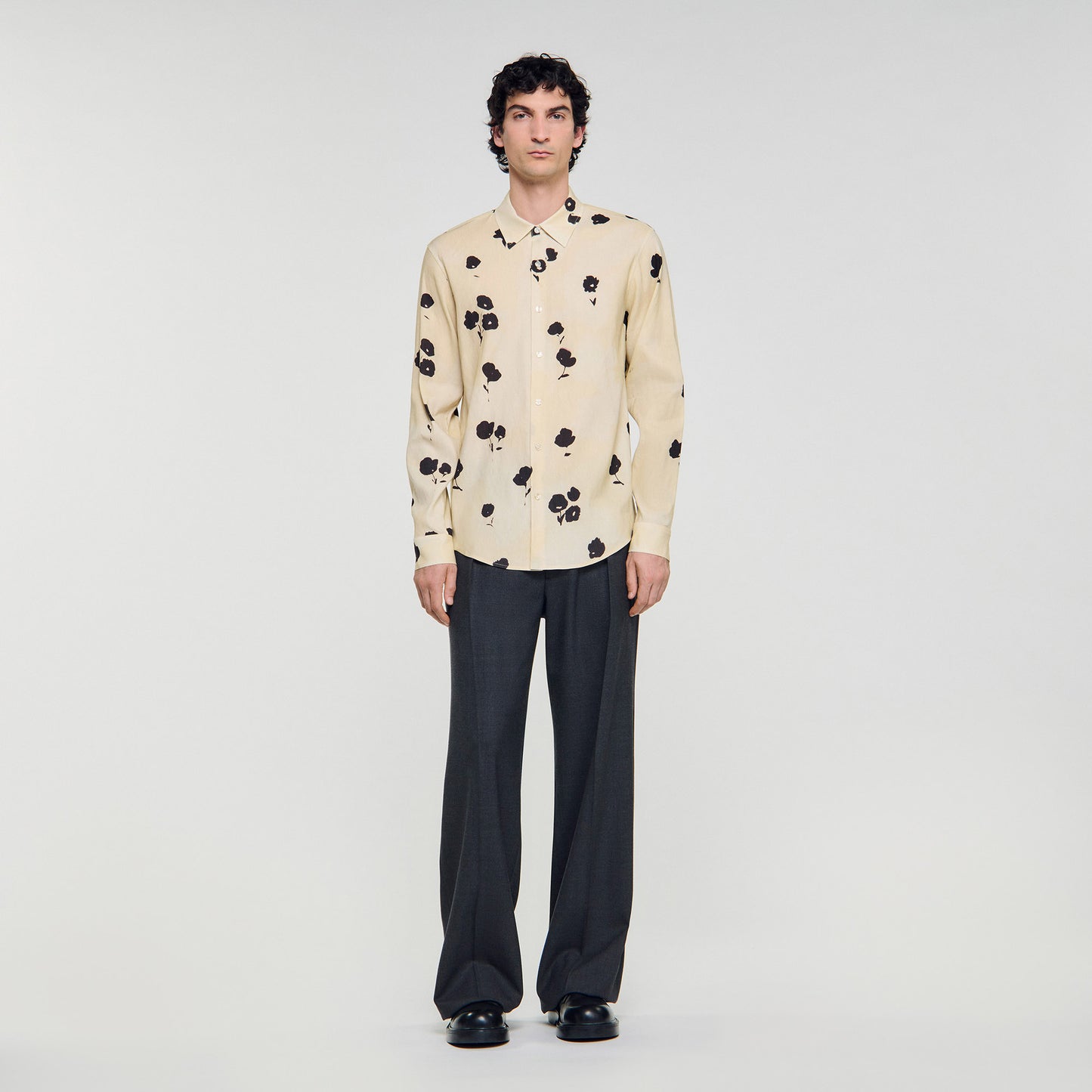 Waterflower Shirt Ls Floral Print Linen Shirt Off White