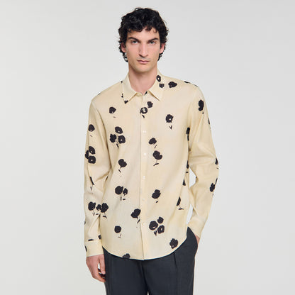 Waterflower Shirt Ls Floral Print Linen Shirt Off White