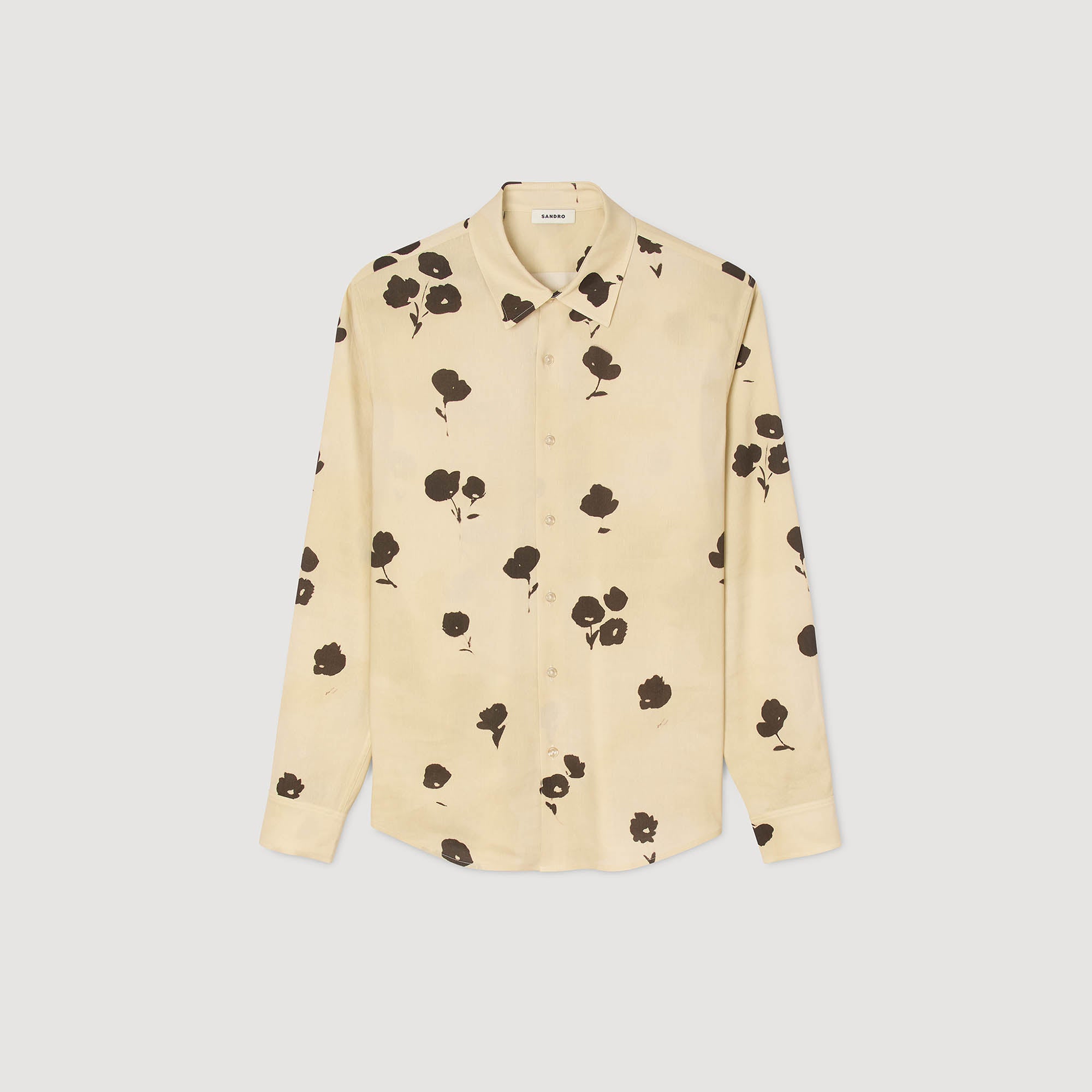 Waterflower Shirt Ls Floral Print Linen Shirt Off White