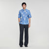 Waterflower Shirt Mc Floral Motif Shirt Blue Office