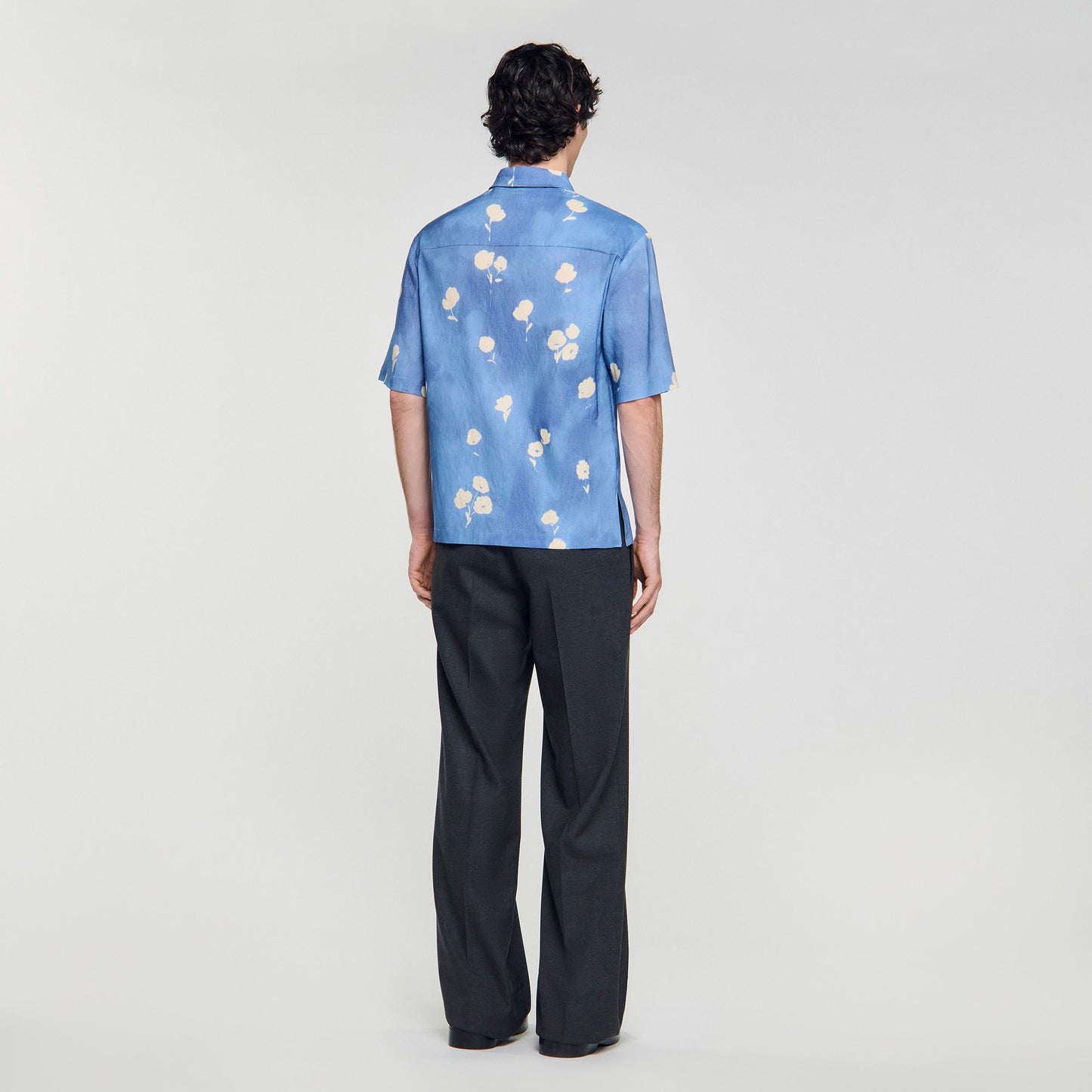 Waterflower Shirt Mc Floral Motif Shirt Blue Office