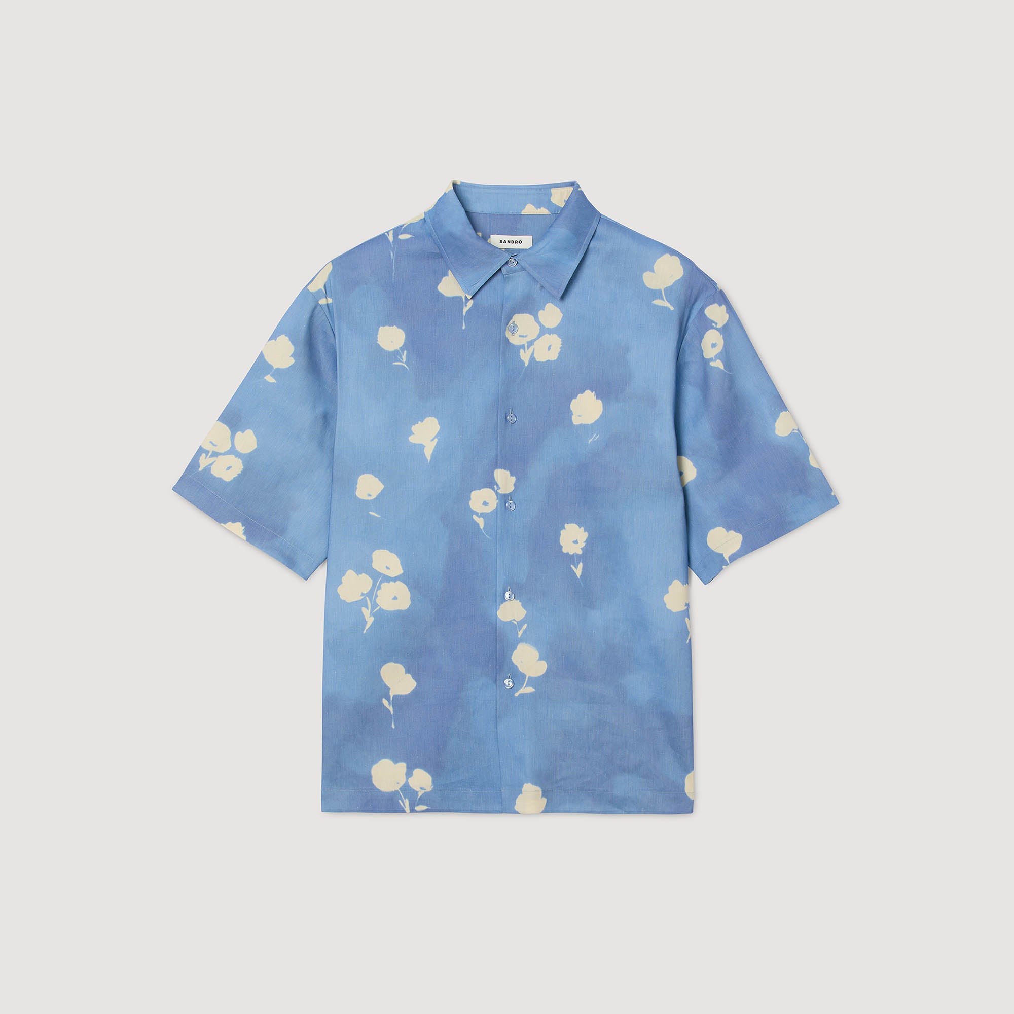 Waterflower Shirt Mc Floral Motif Shirt Blue Office