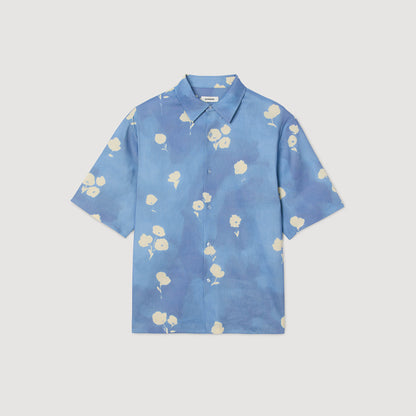 Waterflower Shirt Mc Floral Motif Shirt Blue Office