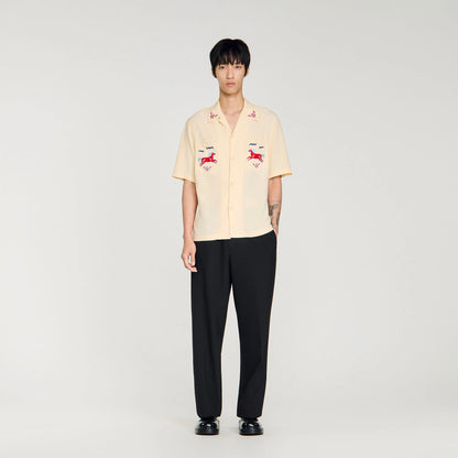 Horse Shirt Ss Embroidered Horse Loose-Fit Shirt Butter Cream