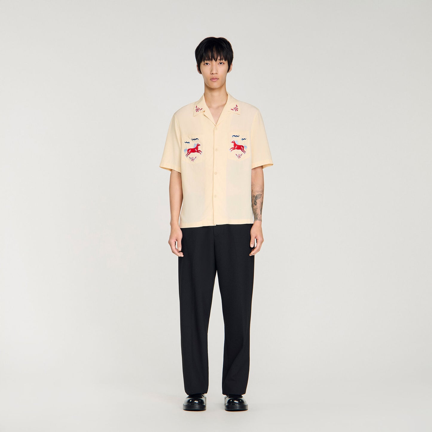 Horse Shirt Ss Embroidered Horse Loose-Fit Shirt Butter Cream