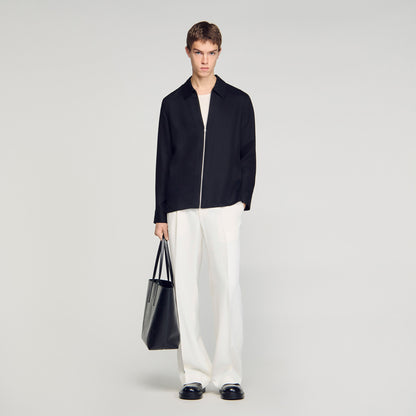 Chemise Zippee Loose-Fit Zip-Up Shirt Black