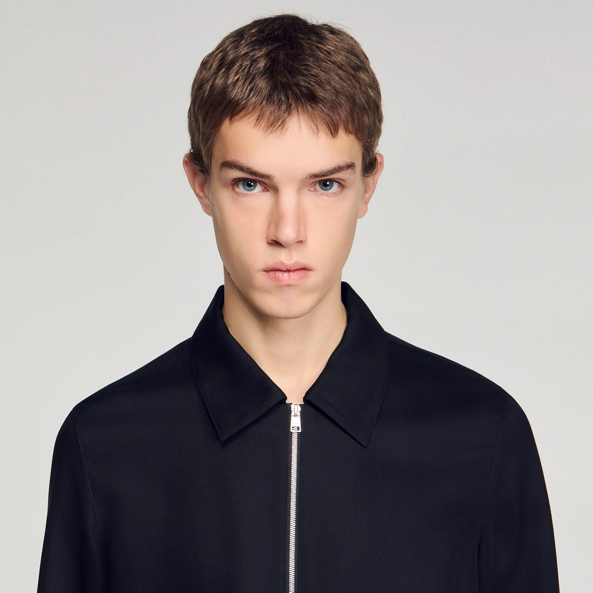 Chemise Zippee Loose-Fit Zip-Up Shirt Black