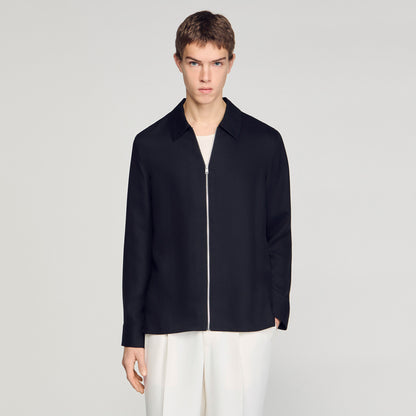 Chemise Zippee Loose-Fit Zip-Up Shirt Black