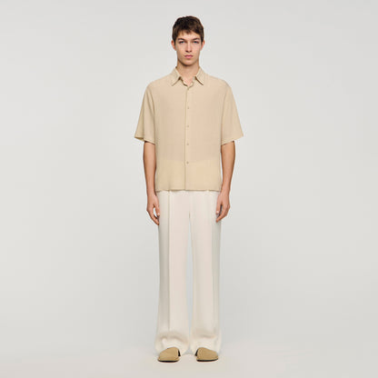 New Pleated Shirt Mc Pleated Shirt With Shark Collar Sand