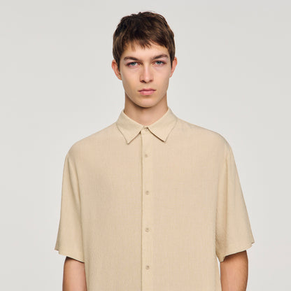New Pleated Shirt Mc Pleated Shirt With Shark Collar Sand