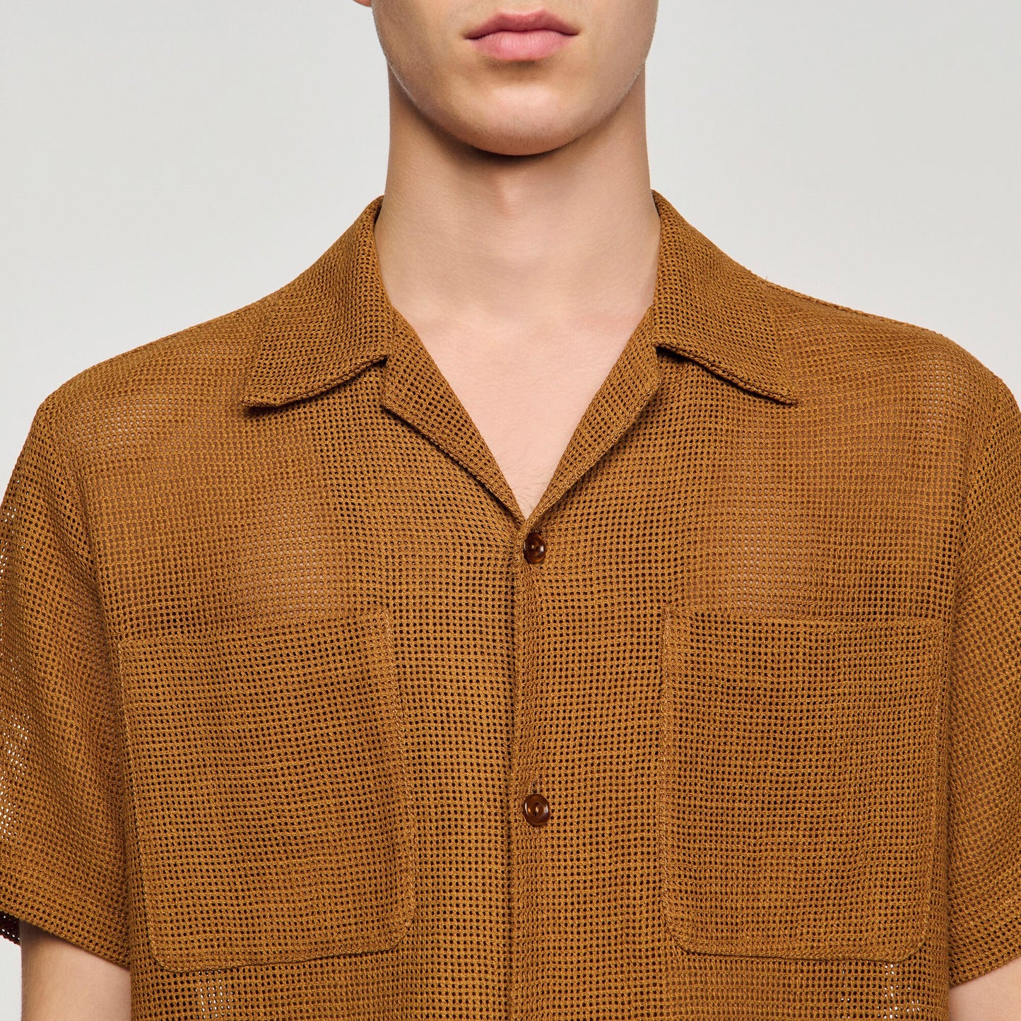 Mesh Shirt Openwork Mesh Shirt Camel