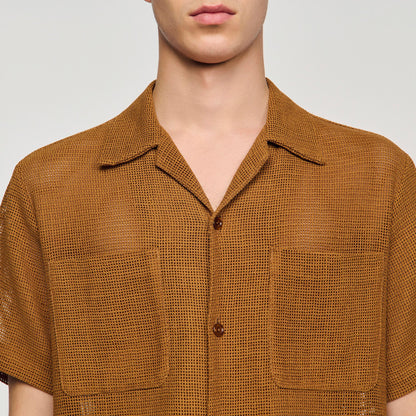 Mesh Shirt Openwork Mesh Shirt Camel