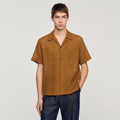 Mesh Shirt Openwork Mesh Shirt Camel