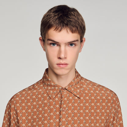 Catena Shirt Mc Link Print Loose-Fit Shirt Camel