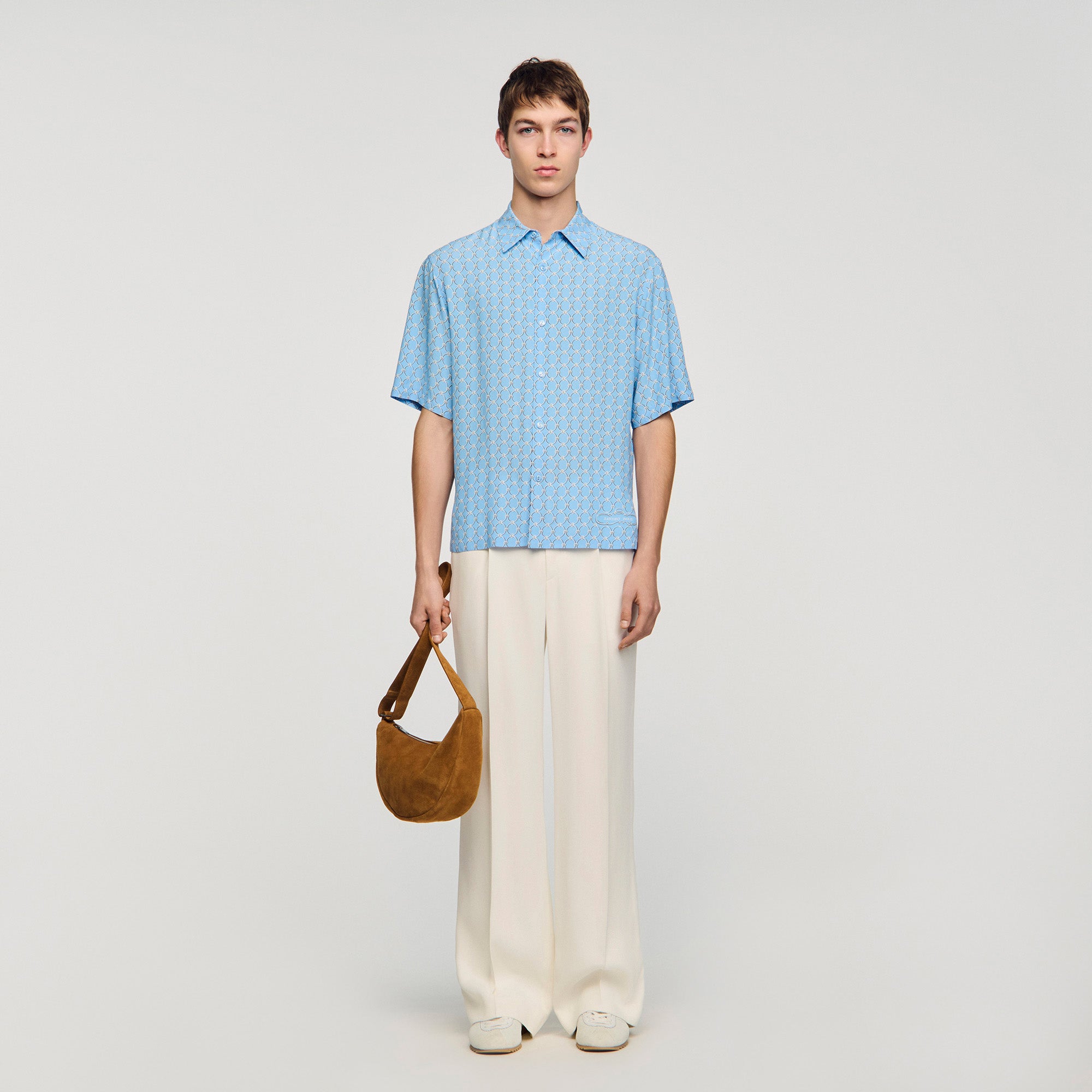 Catena Shirt Mc Link Print Loose-Fit Shirt SKY BLUE