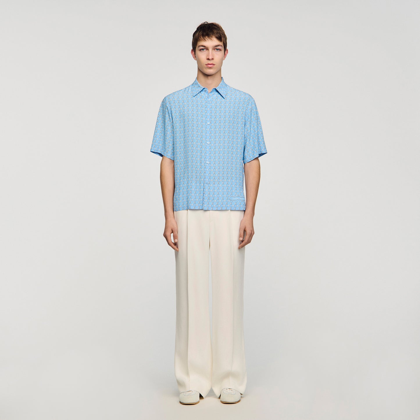 Catena Shirt Mc Link Print Loose-Fit Shirt SKY BLUE