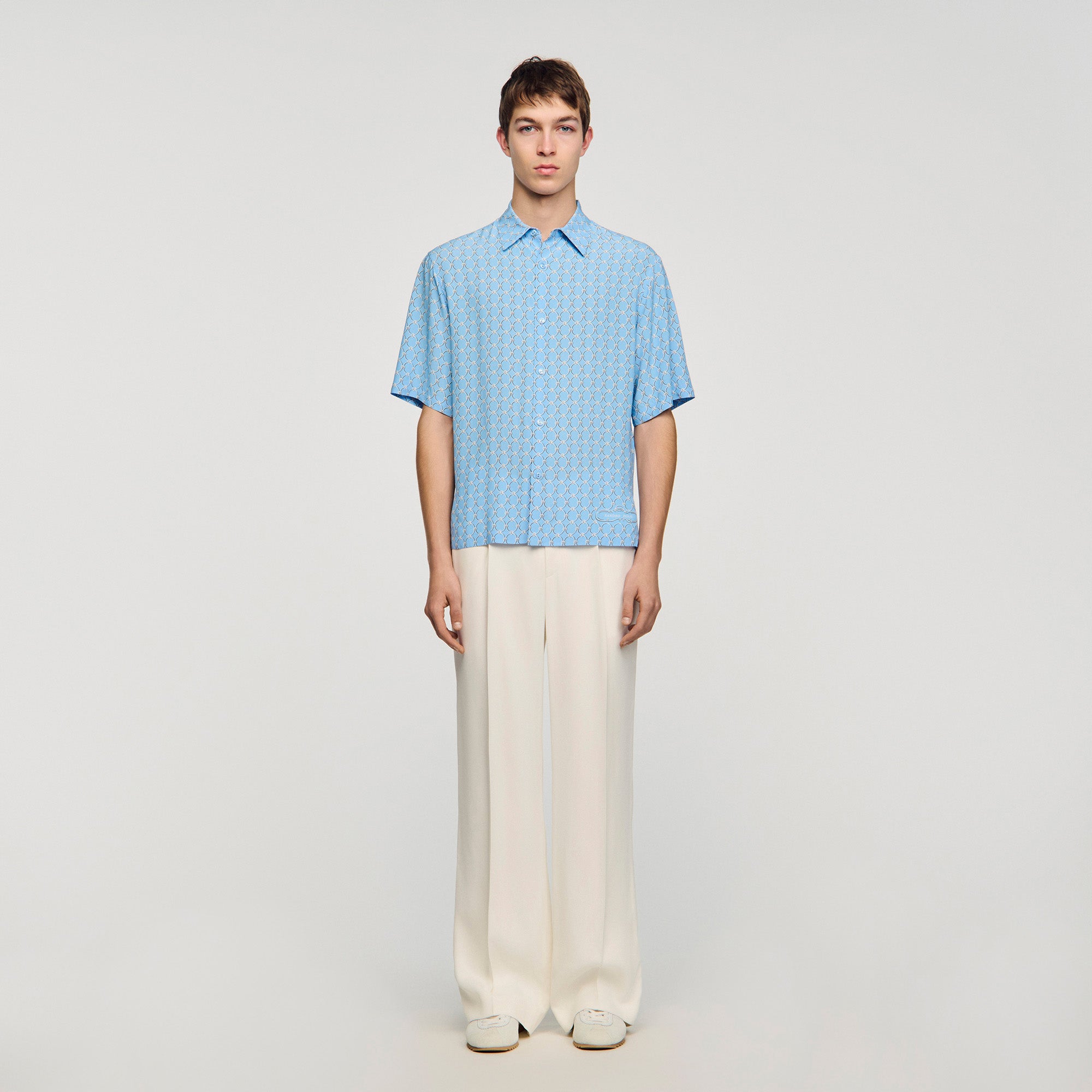 Catena Shirt Mc Link Print Loose-Fit Shirt SKY BLUE