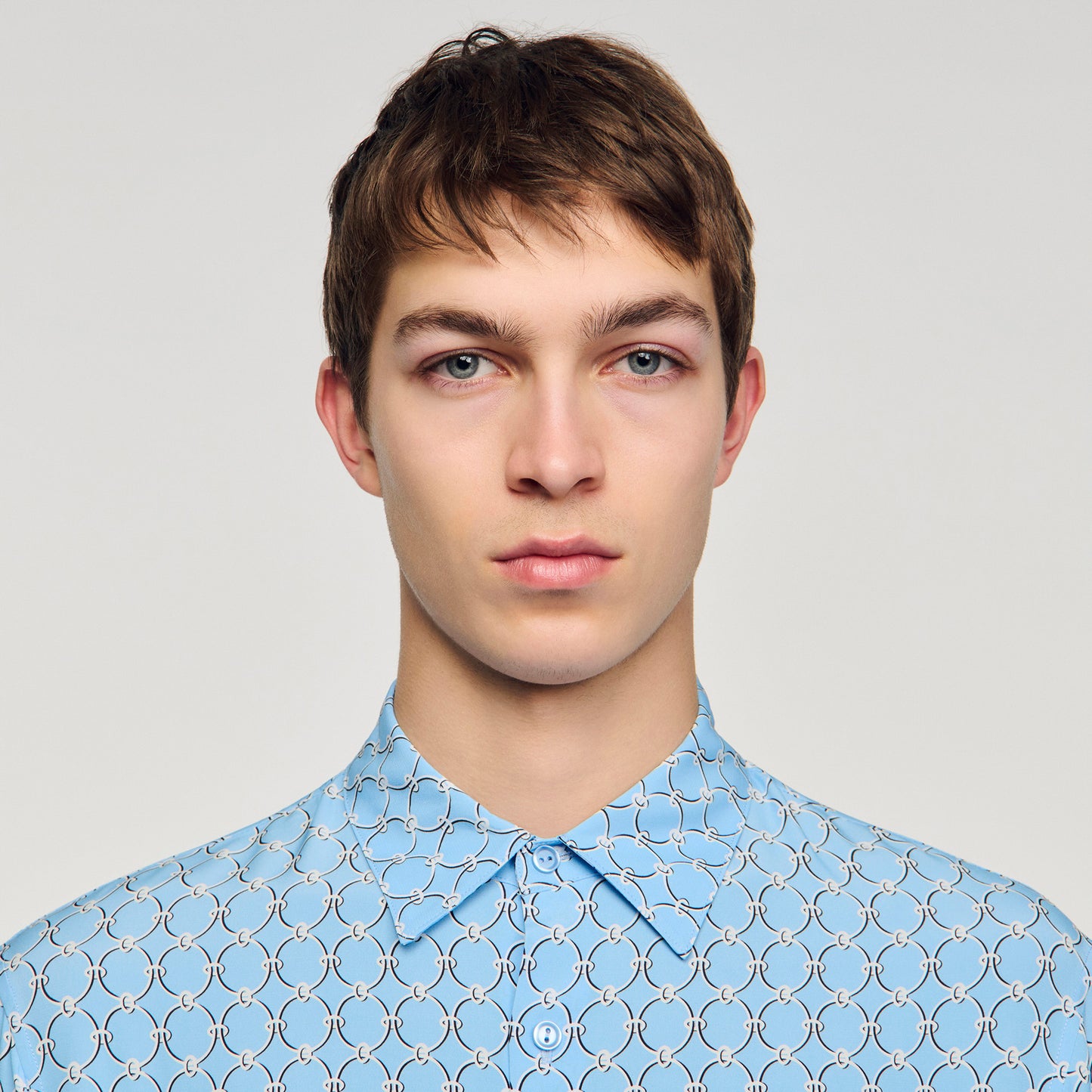 Catena Shirt Mc Link Print Loose-Fit Shirt SKY BLUE