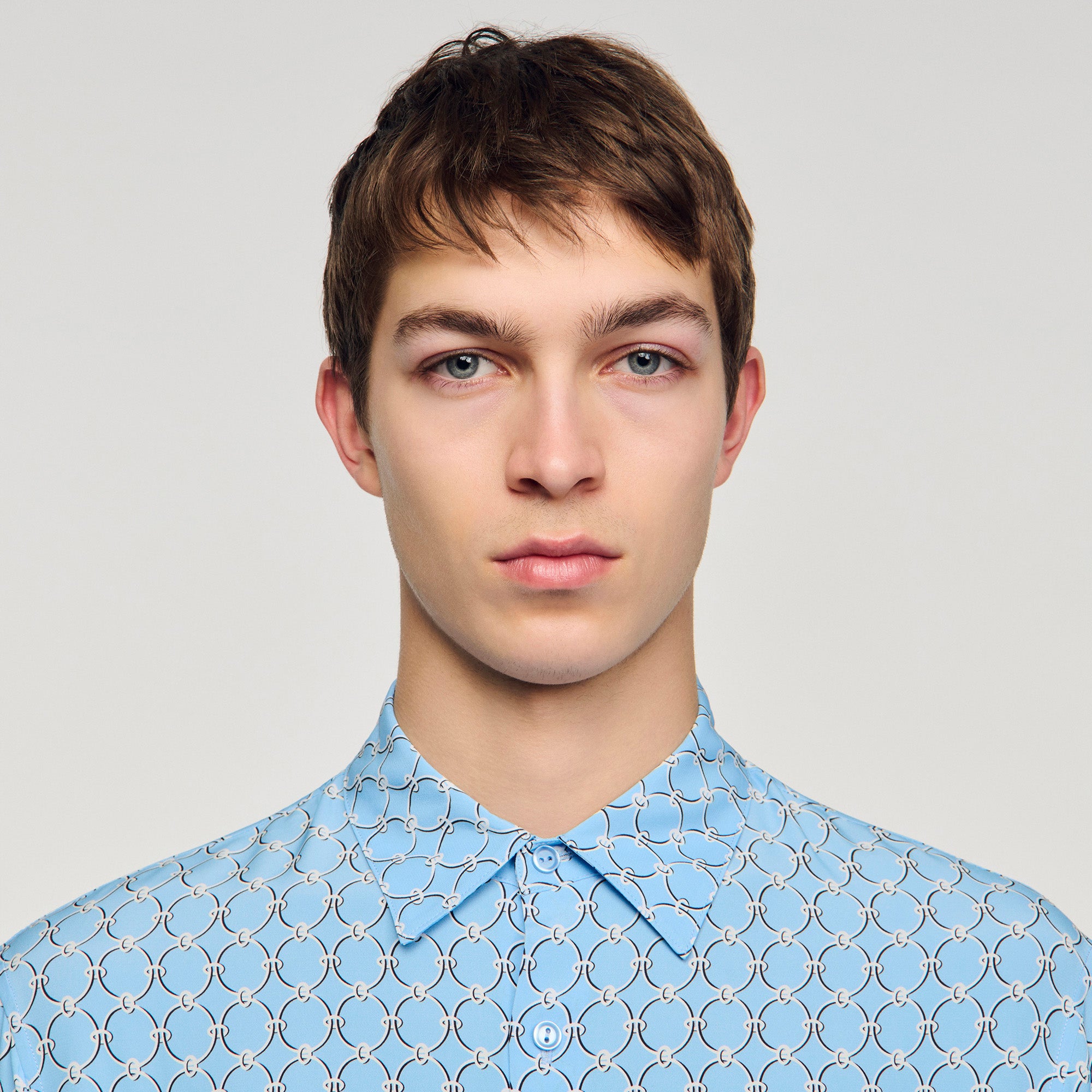 Catena Shirt Mc Link Print Loose-Fit Shirt SKY BLUE