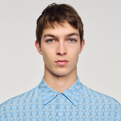 Catena Shirt Mc Link Print Loose-Fit Shirt SKY BLUE