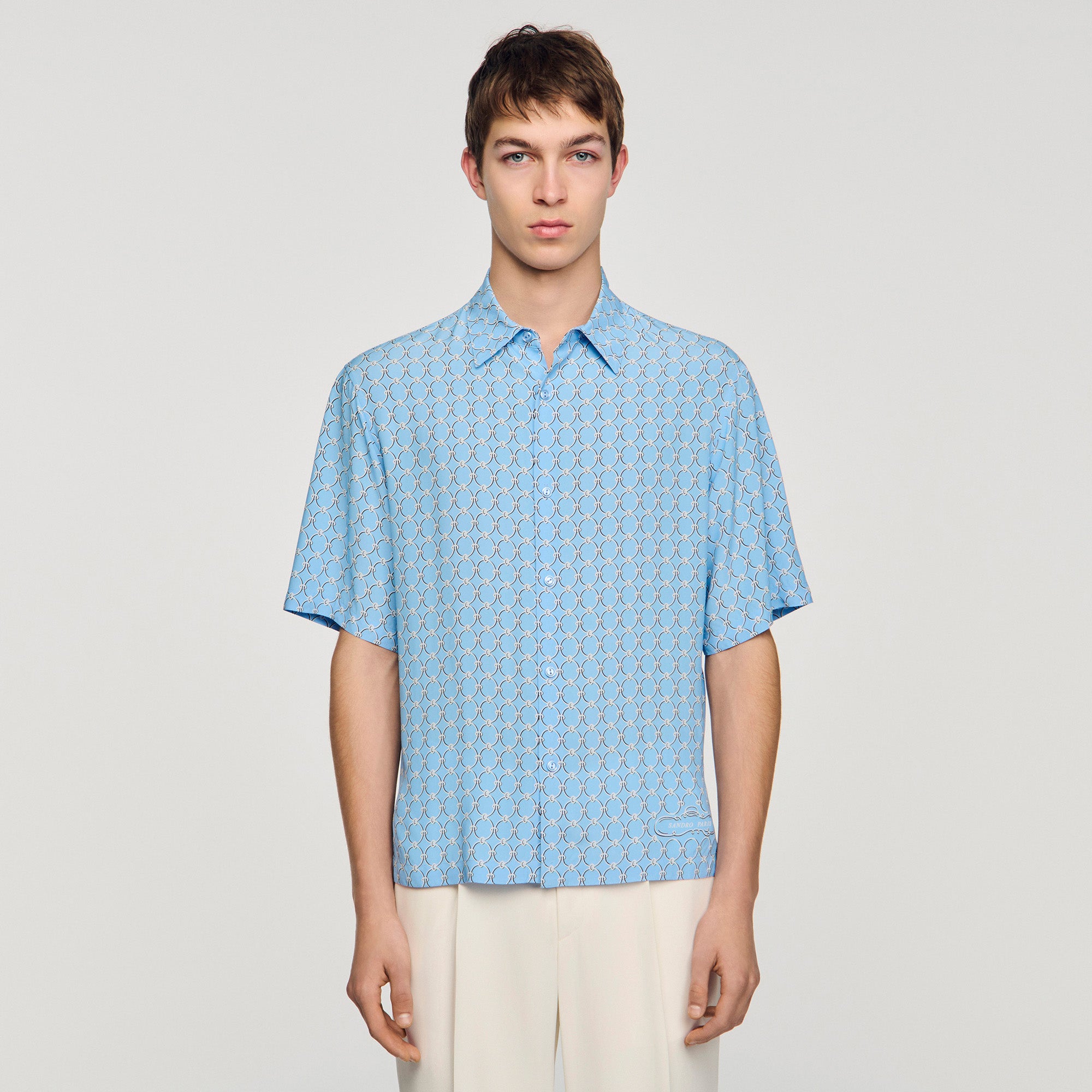 Catena Shirt Mc Link Print Loose-Fit Shirt SKY BLUE