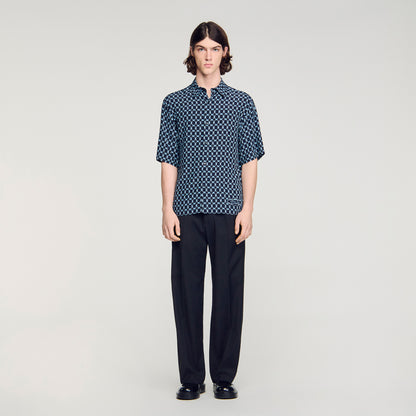 Catena Shirt Mc Link Print Loose-Fit Shirt Navy Blue