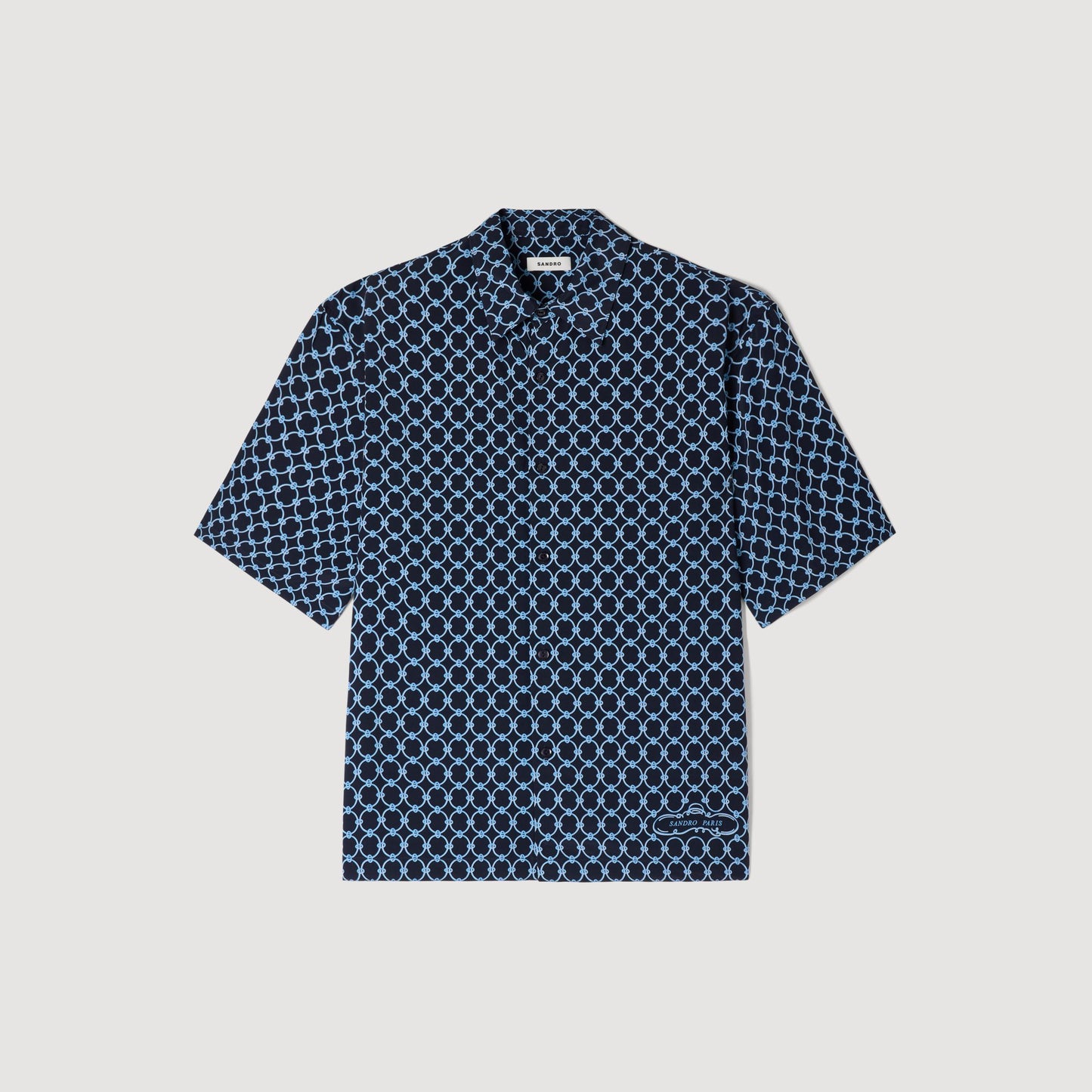 Catena Shirt Mc Link Print Loose-Fit Shirt Navy Blue
