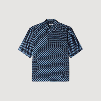 Catena Shirt Mc Link Print Loose-Fit Shirt Navy Blue