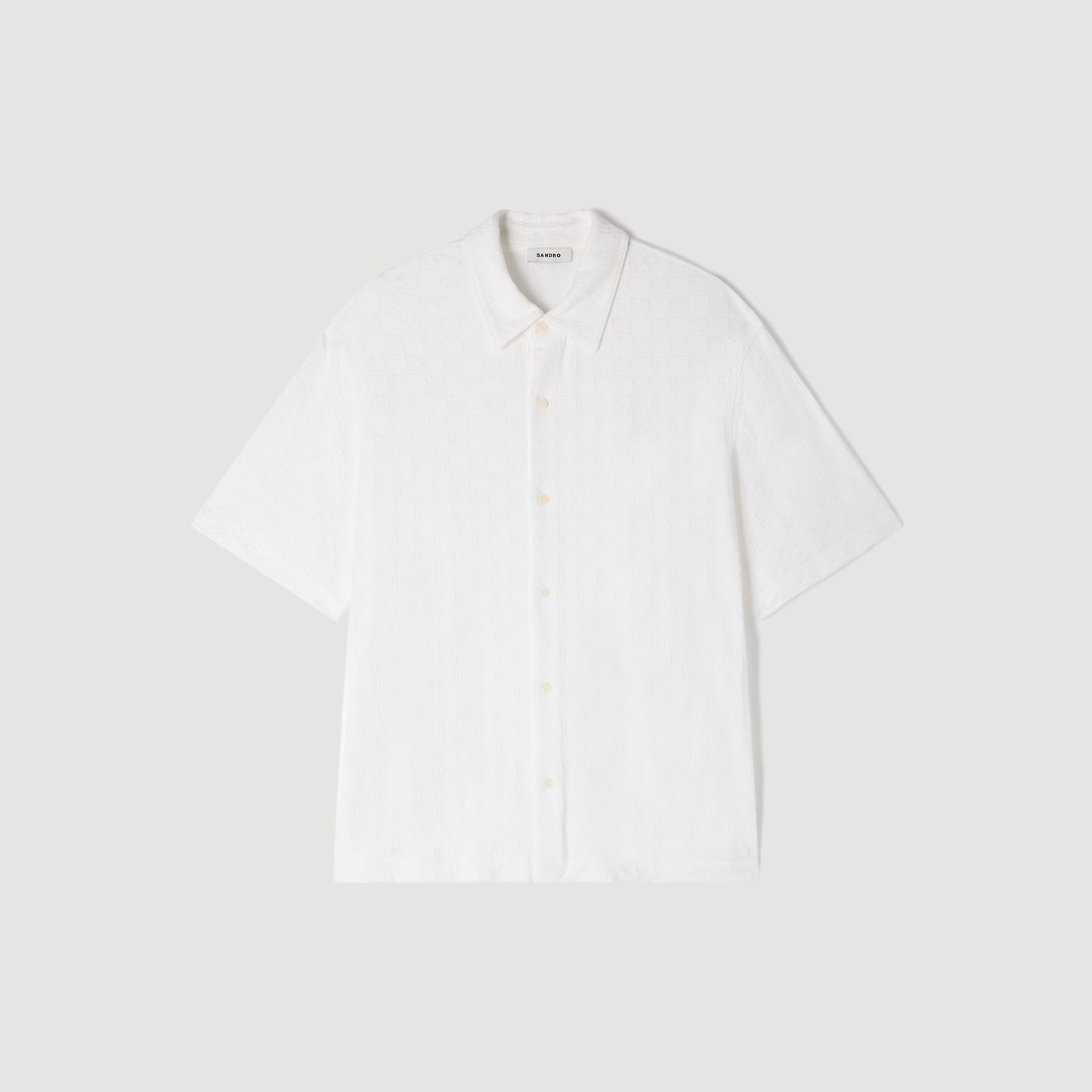 Jersey Cross Shirt Square Cross Cotton Jacquard Shirt White