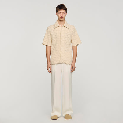 Lace Flower Shirt Mc Cotton Broderie Anglaise Shirt Ecru