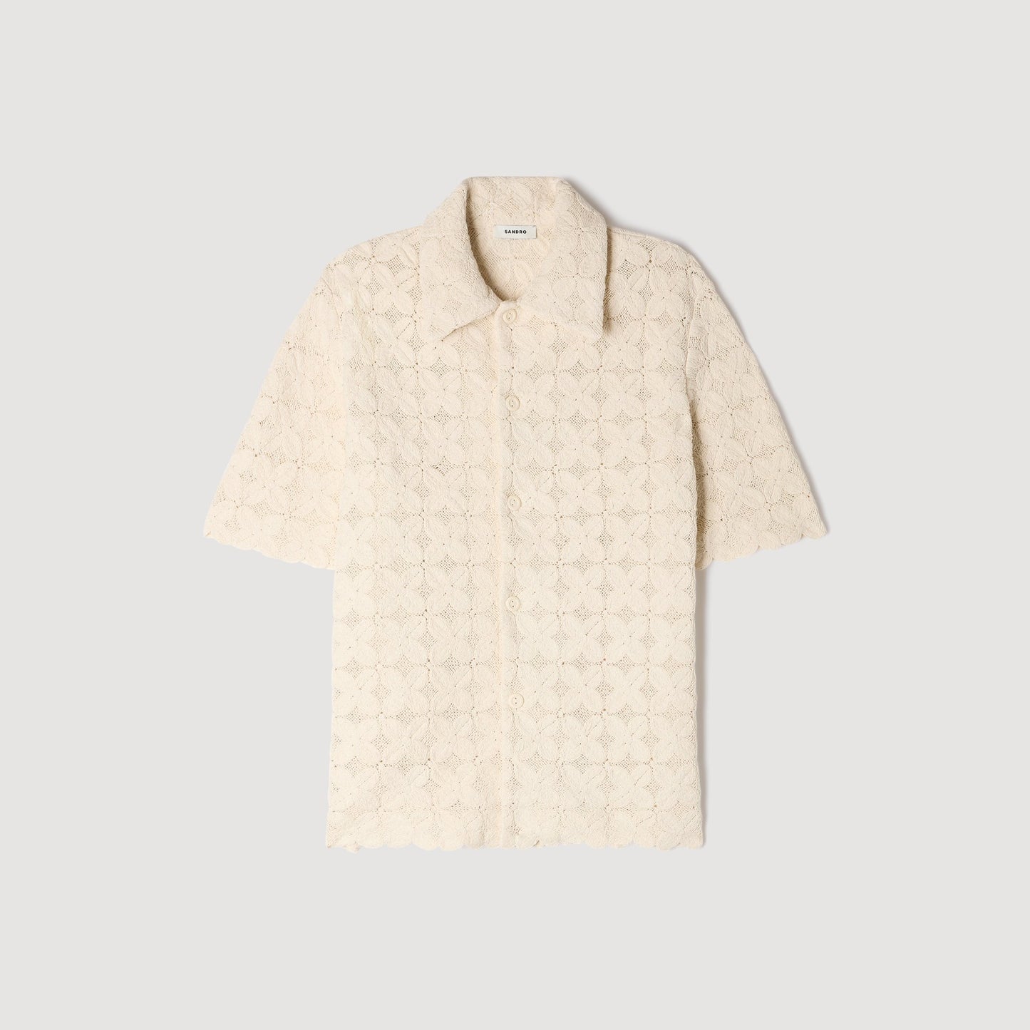 Lace Flower Shirt Mc Cotton Broderie Anglaise Shirt Ecru