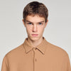 Textured Shark Collar Shirt Camel