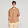 Textured Shark Collar Shirt Camel