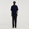 Textured Shark Collar Shirt Navy Blue