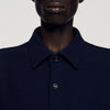 Textured Shark Collar Shirt Navy Blue